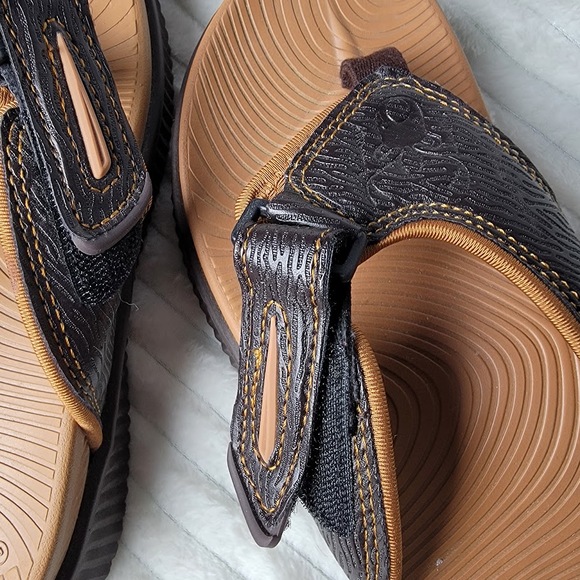 KuaiLu Men’s Comfort Sandals US 7 Brown Flip Flop Adjustable Strap Beach Shoes - Picture 6 of 6